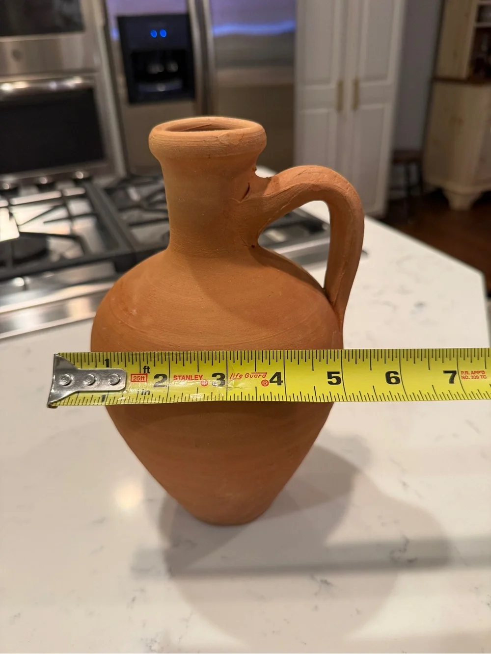 Vintage Hand Thrown Terracotta Amphora Jug Vase Rustic Mediterranean Pottery 9”